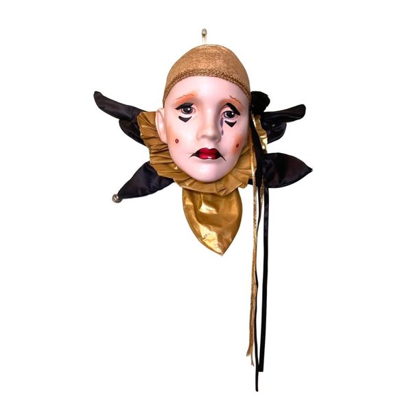 Brinn's Ceramic Harlequin Clown Head Wall Art Vintage Mardi Gras Hand Painted - Picture 3 of 9